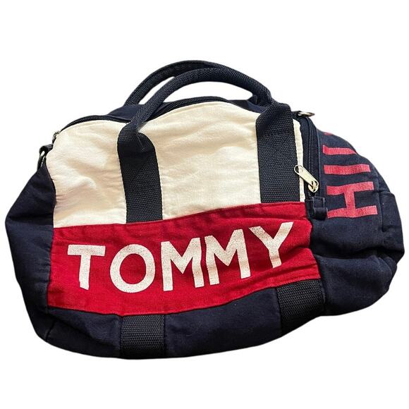 Vintage Y2K Tommy Hilfiger Mini Duffle Bag Gym Retro Red White Blue Unisex - Picture 1 of 11